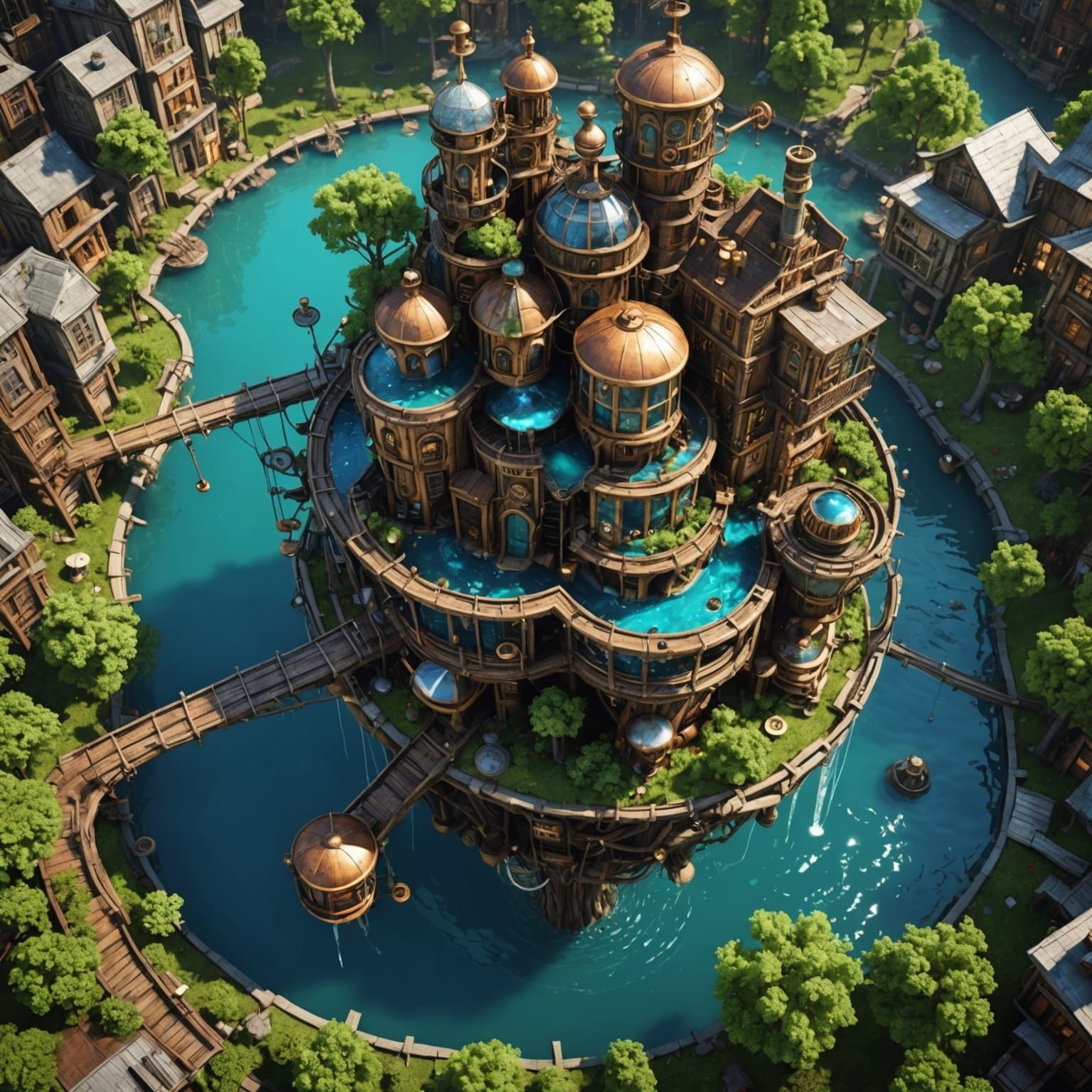 Steampunk Treehouse City on Organic Motherboard