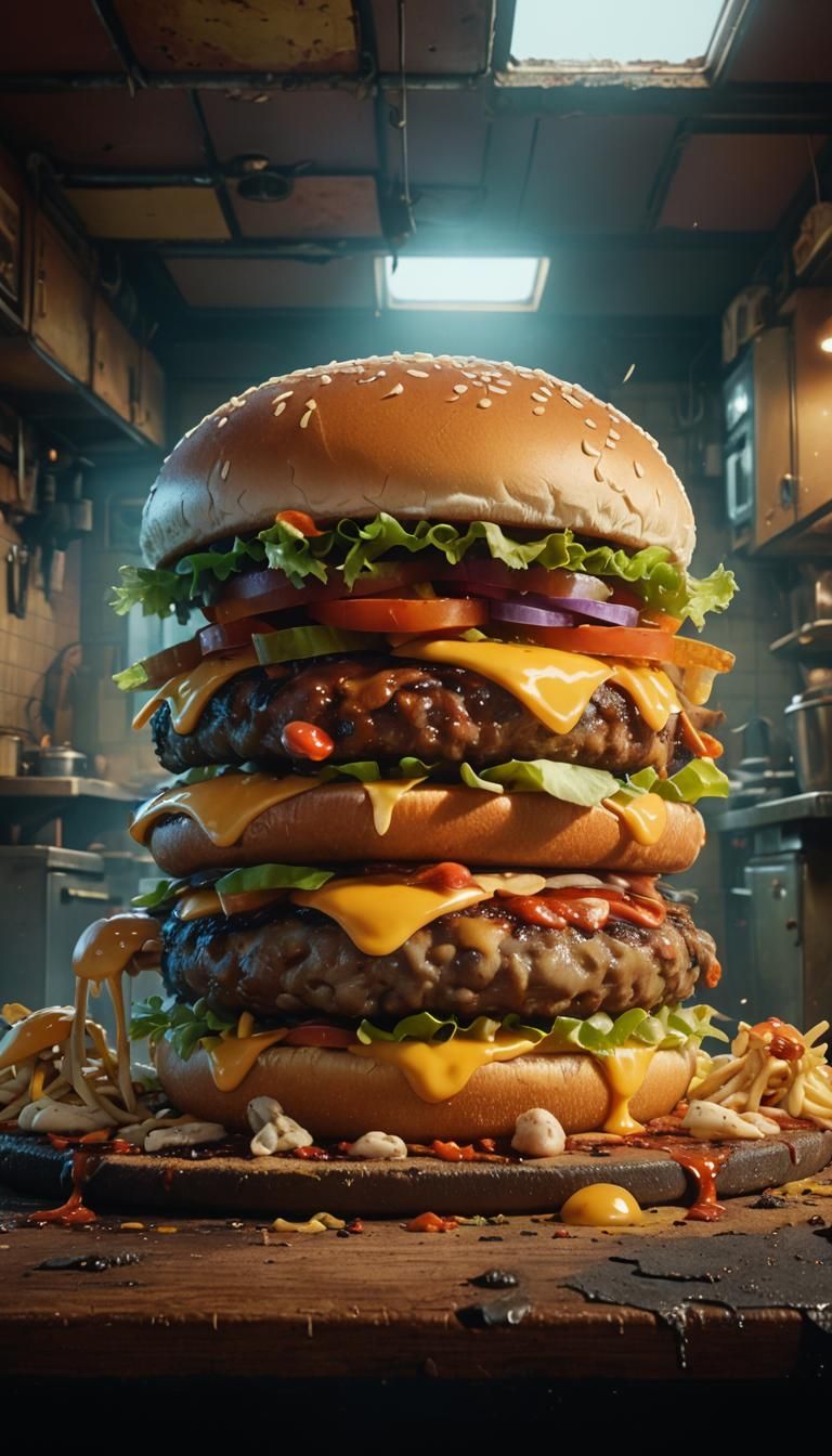 Gross Big Mac in Studio Ghibli Anime Style