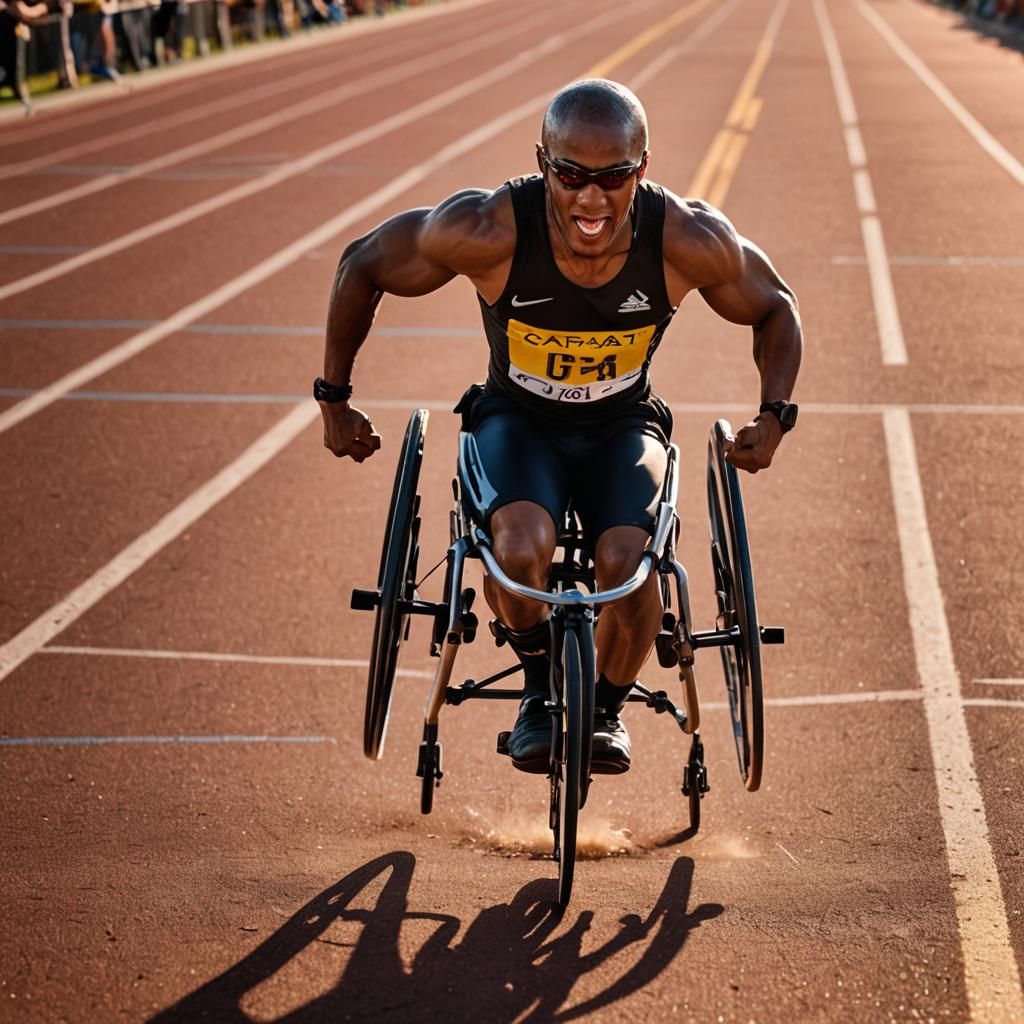 Para-Athlete Wins Wheelchair Race in Golden Sunlight