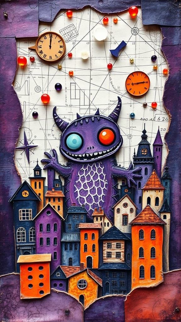 Pink and purple monster city