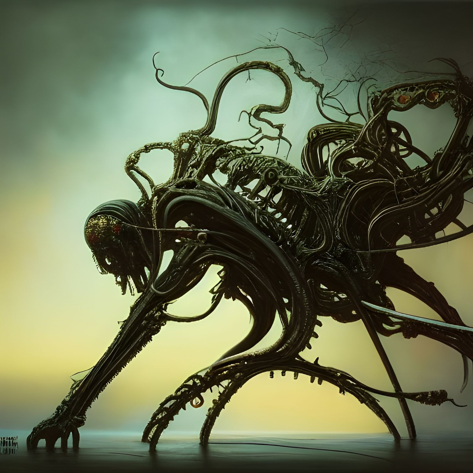 Biomechanical Eldritch Form in Regal, Detailed Style