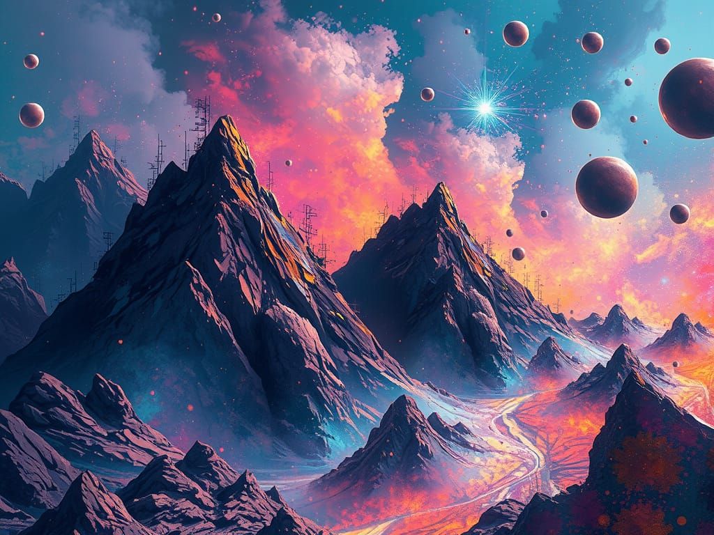 Iridescent Prismatic Landscape in 3D