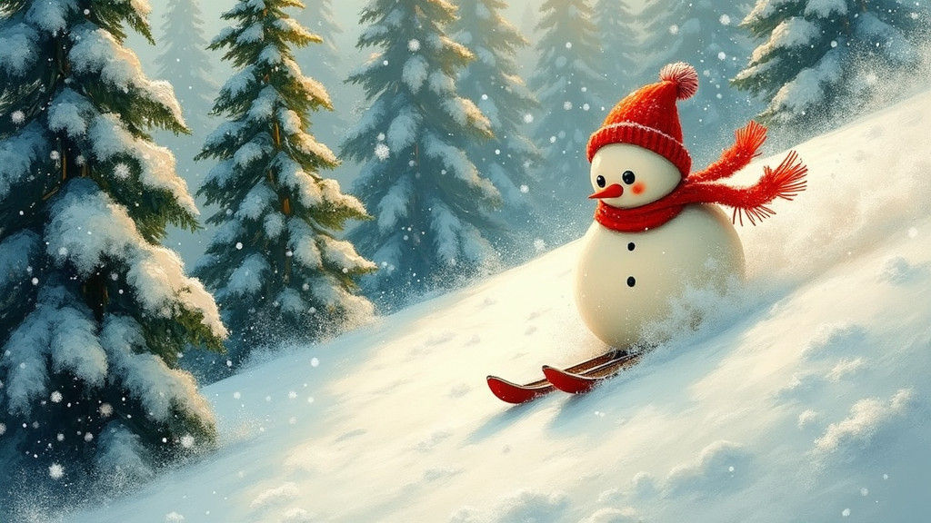 Snowman's Winter Ski Run in Nostalgic Style