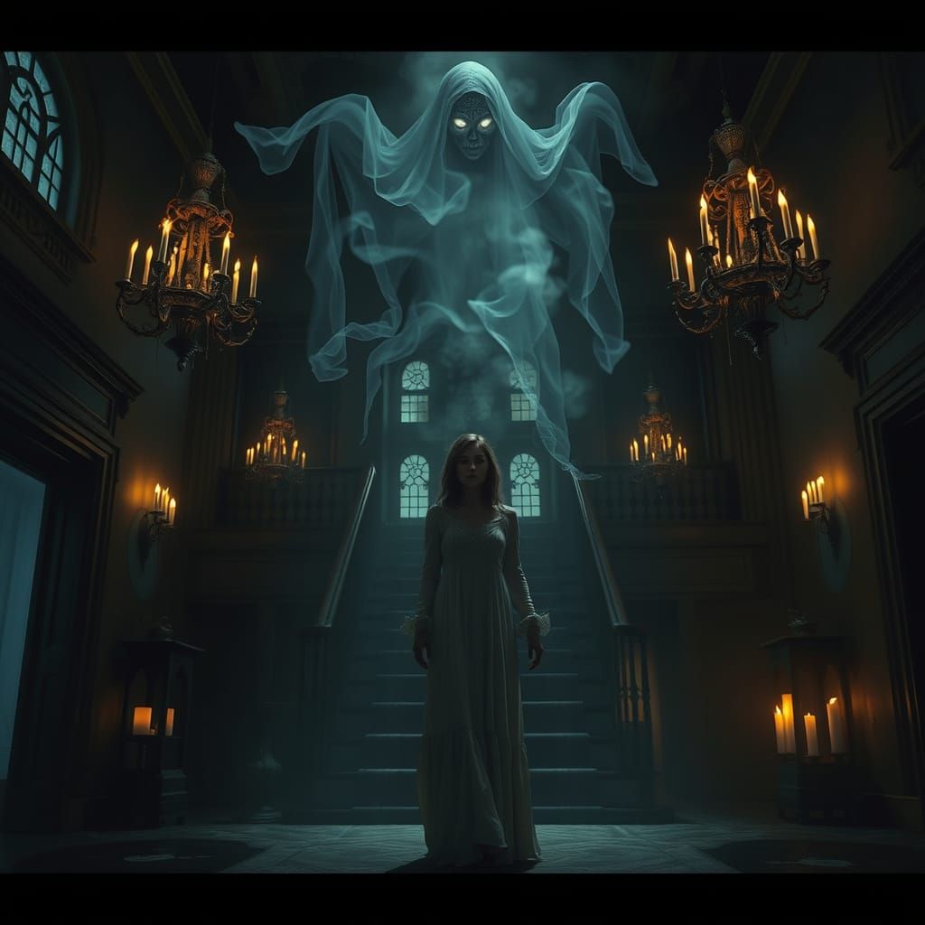 Ghostly Spirit in a Haunted Mansion
