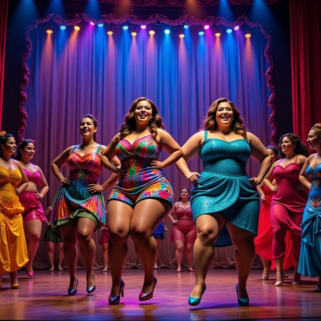 Vibrant Broadway Theater with Energetic Performers