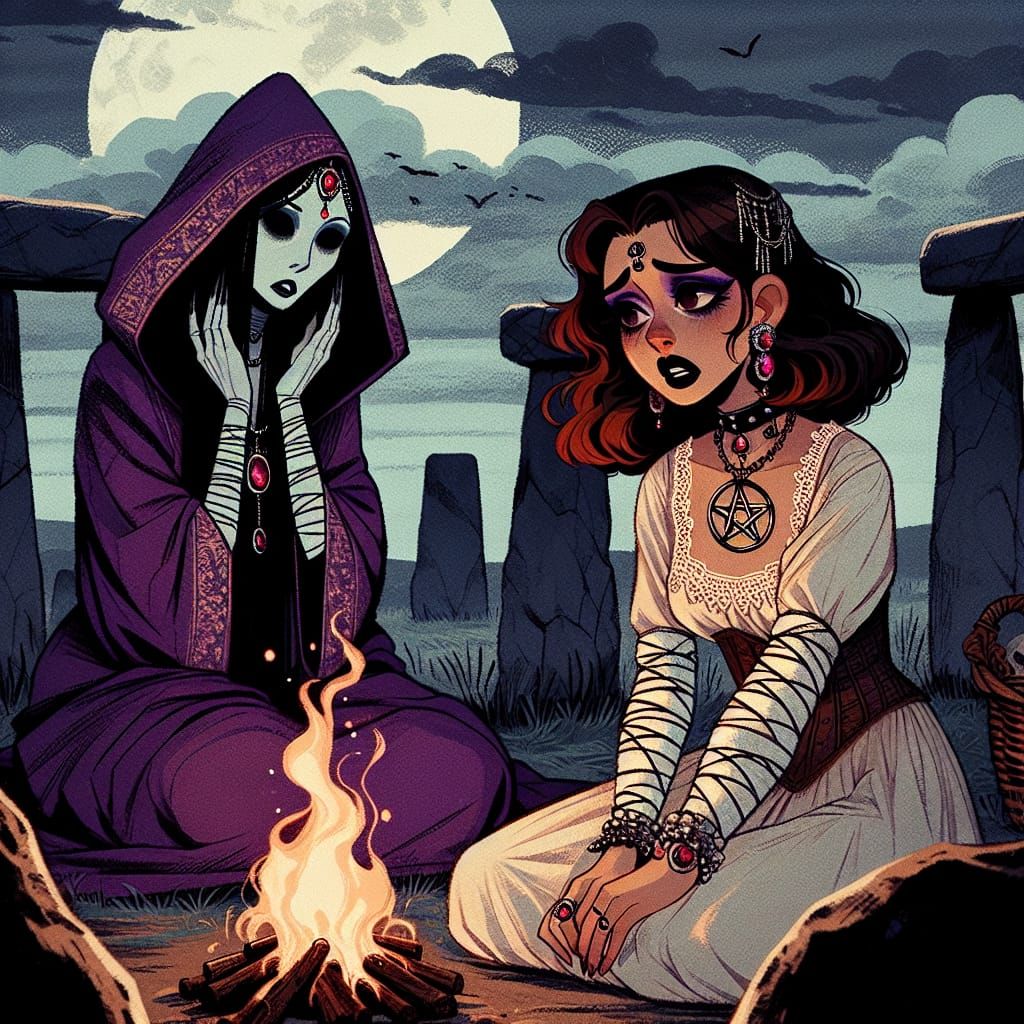 Despairing Queen Finds Comfort in the Sorceress's Embrace, i...