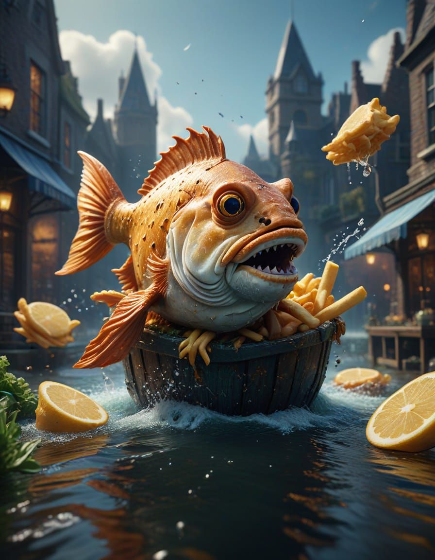Detailed Painting of National Fish and Chip Day
