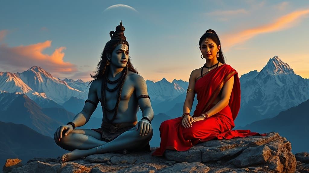 Shiva and Parvati in Himalayan Twilight
