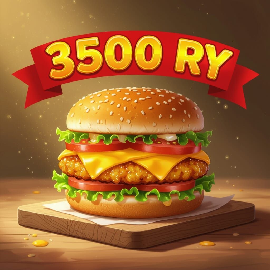 Grilled Chicken Burger Illustration in Cute Tiny Style