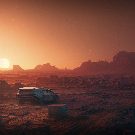 Cyberpunk Wasteland on the Moon in Retrofuturistic Style