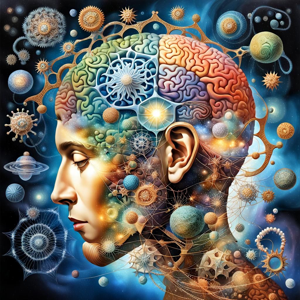 Infinite Consciousness: Fractal Tree Branches and Floral Wom...