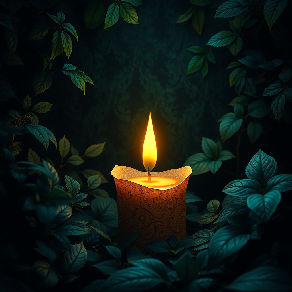 Glowing Paper Candle in a Fantastical Forest