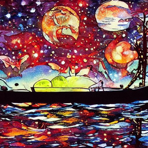 Moonlit Sailboat: Anime Style Serene Seascape