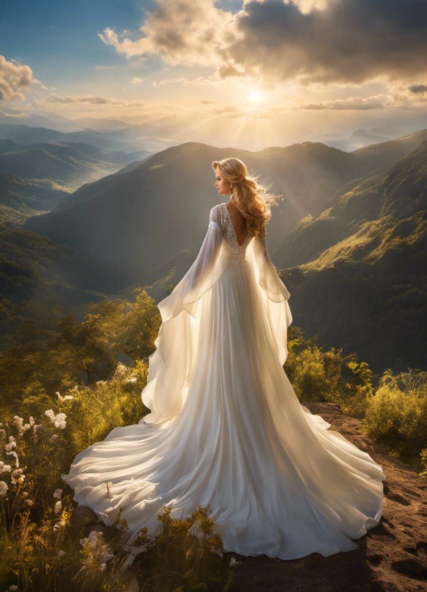 Angel Looking Down From The Mountain