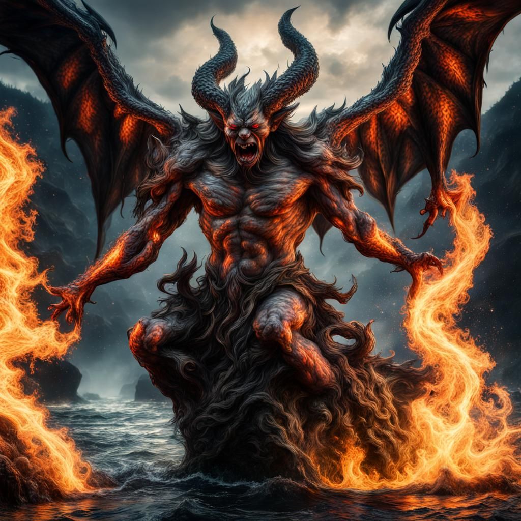 Epic Battle: Demons and Angels in Elemental Conflict