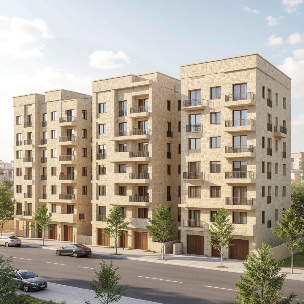 Realistic 3D Render of Palestinian Residential Buildings