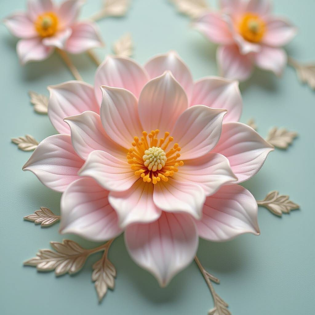 Enameled Artwork in Pastel Hues: A Macro Shot