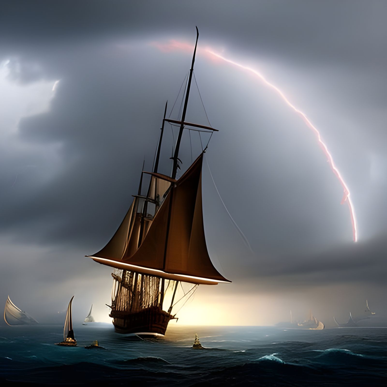 Cats Sailing in Storm: Hieronymus Bosch Style