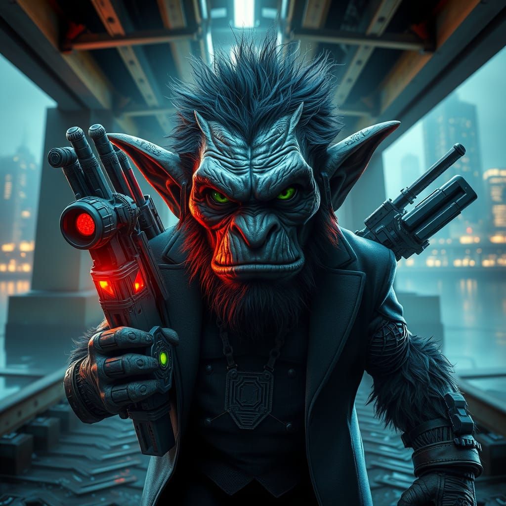 Troll Bridge Supervillain with Tech Weapons