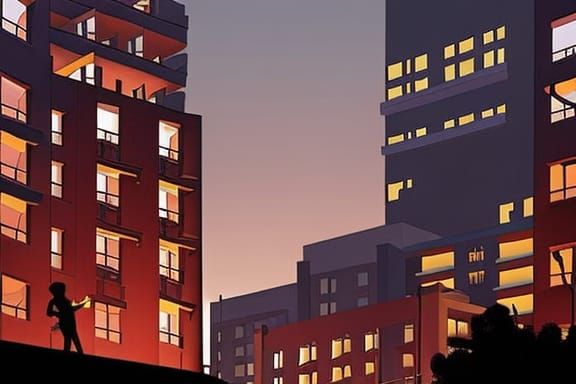 Los Angeles Apartment Blocks in Noir Style