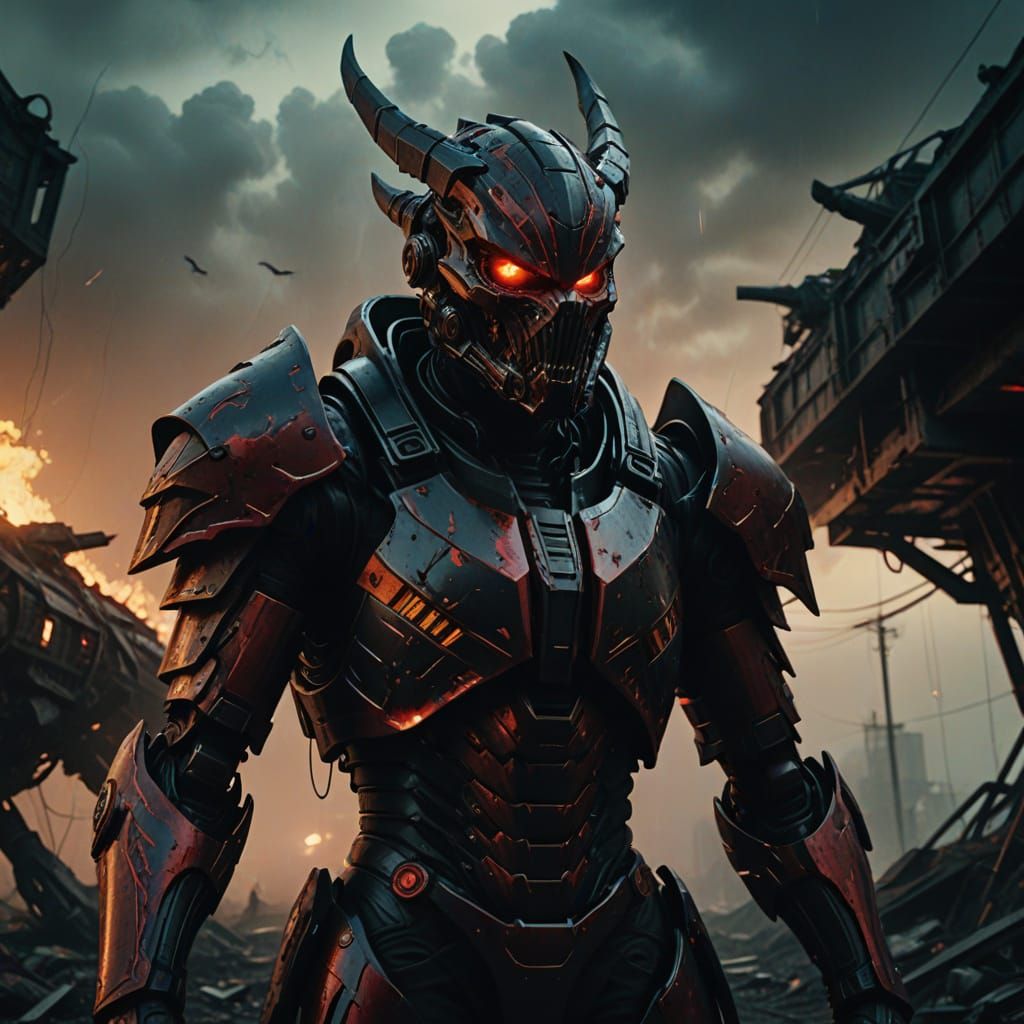 Demonic Queen in Obsidian Armor: Cinematic Film Still