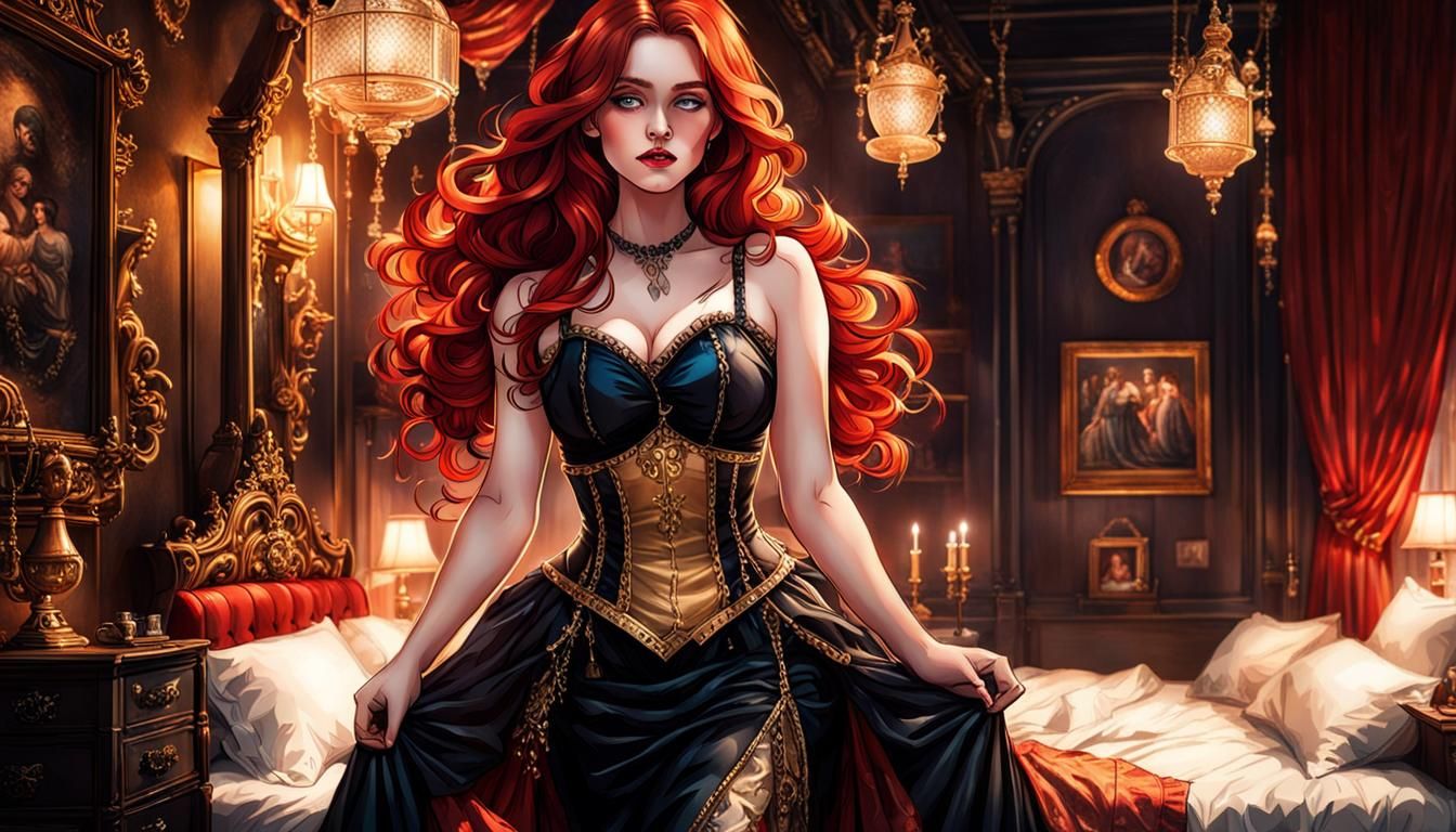 Voluptuous Teen in Gothic Chamber: Mystical Aesthetic