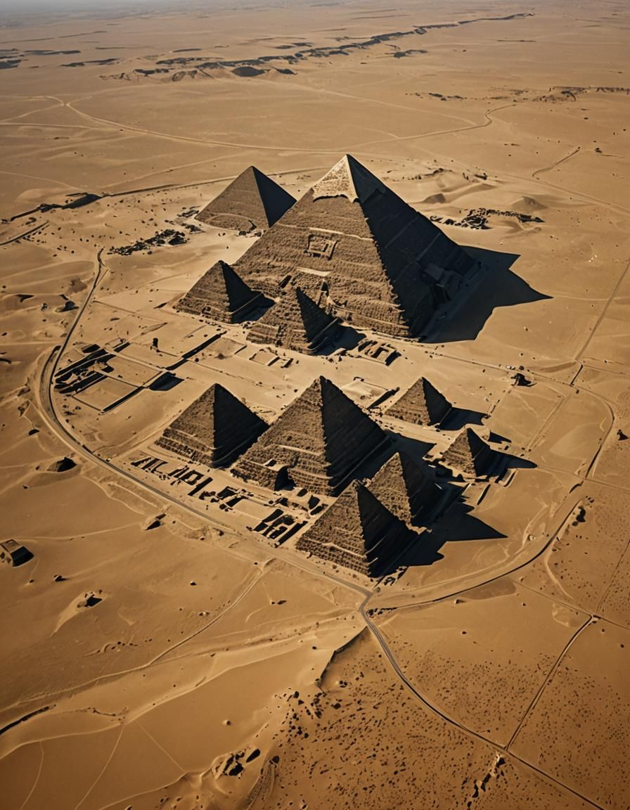 The Great Pyramids of Egypt in the Desert