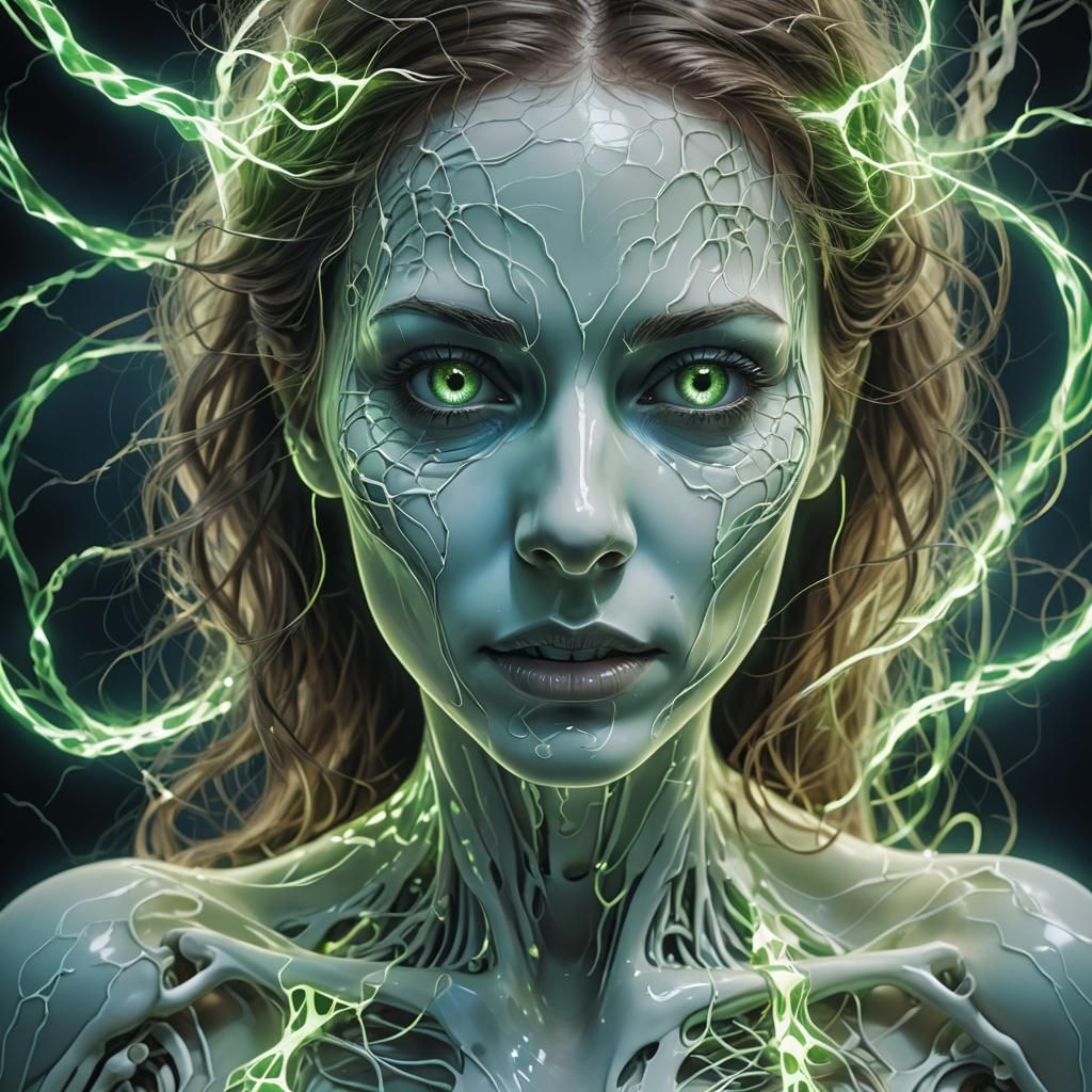 Surreal Close-Up: Ghost Electricity and Glowing Eyes