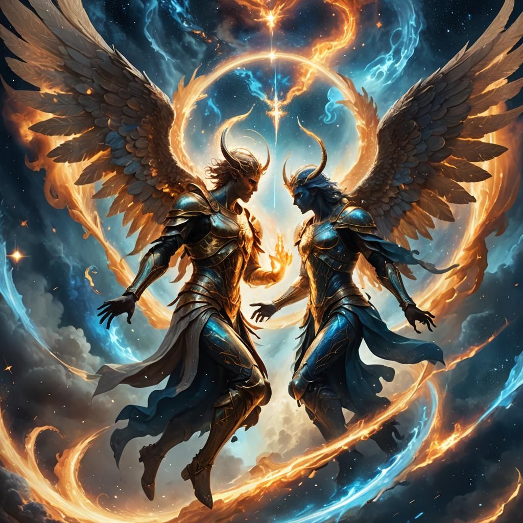 Angelic Battle: Angel and Demon Clash in Universe
