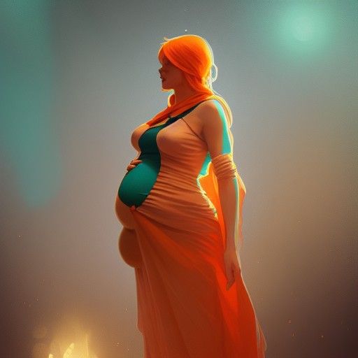 Pregnant Woman: Hyperdetailed Art Nouveau Portrait