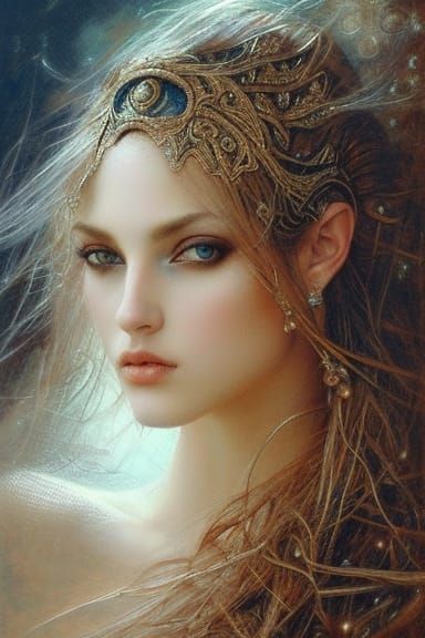 Gorgeous Goddess Casting Magic: Hyperdetailed Portrait