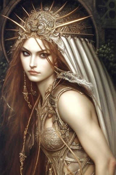 Gorgeous Maiden Goddess Casting Magic Spell