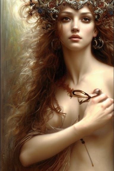 Gorgeous Goddess Close-Up Portrait in Hyperdetailed Style