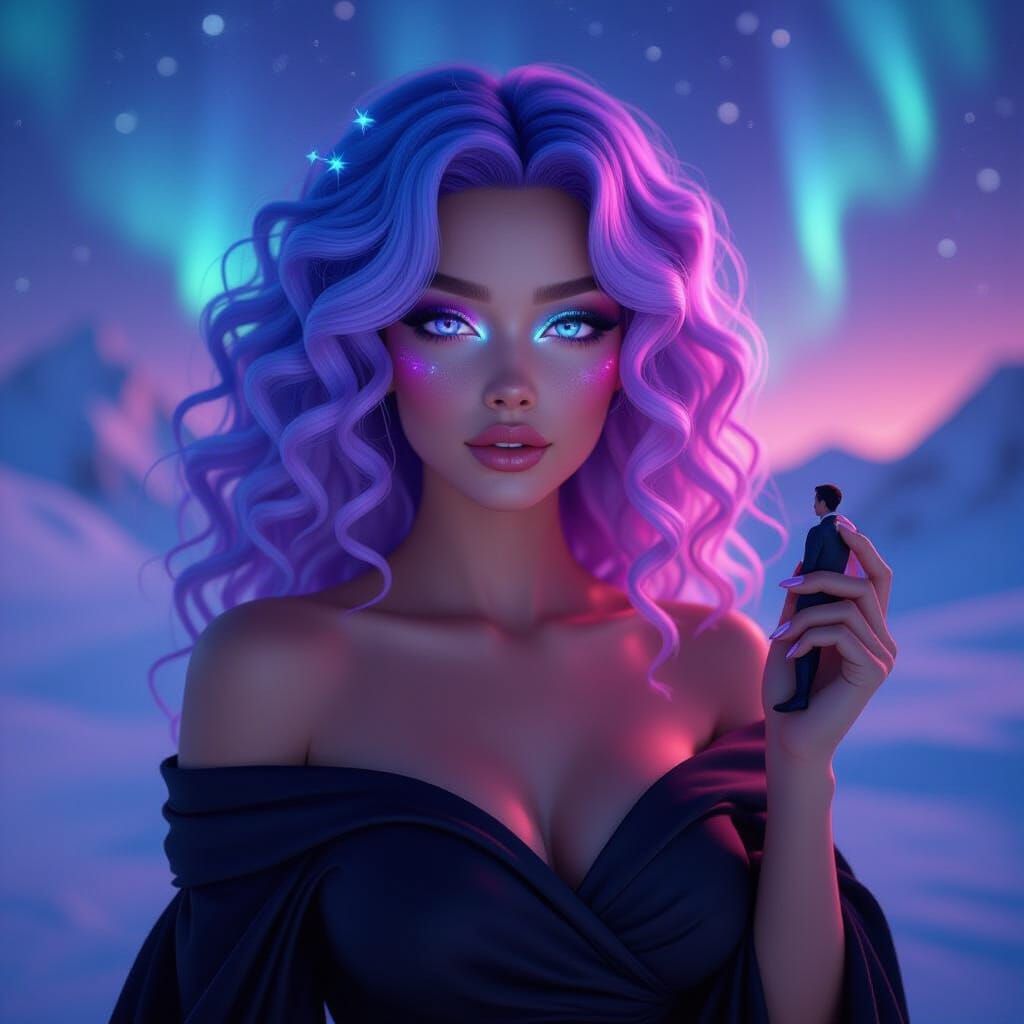 Aurora Goddess with Iridescent Skin in Game Cinematic Style