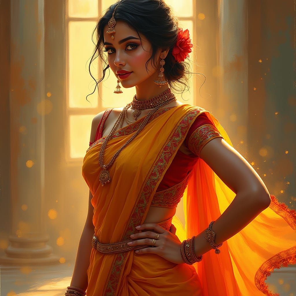 Elegant Indian Saree Portrait