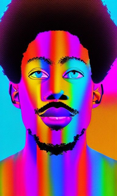 Glitch Art Portrait with Afro and Disco Elements