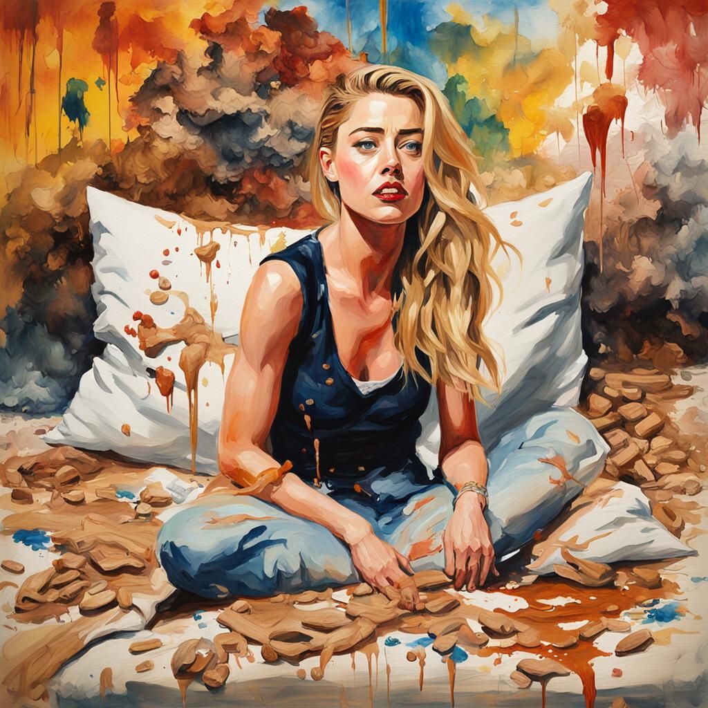 Amber Heard and Feces Album Cover in Gouache