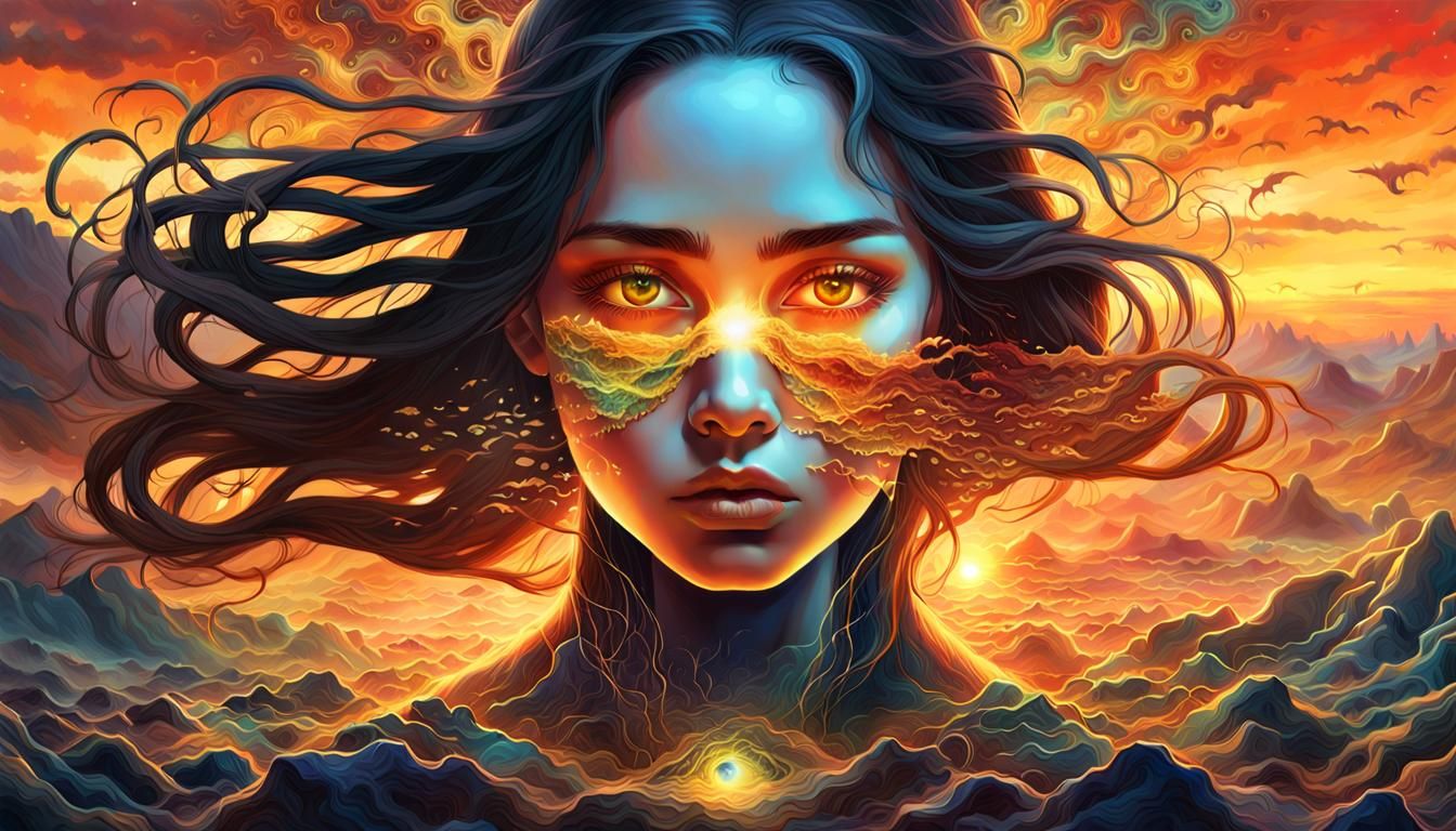 Glowing Eyes Bio Art in 8K Digital Collage