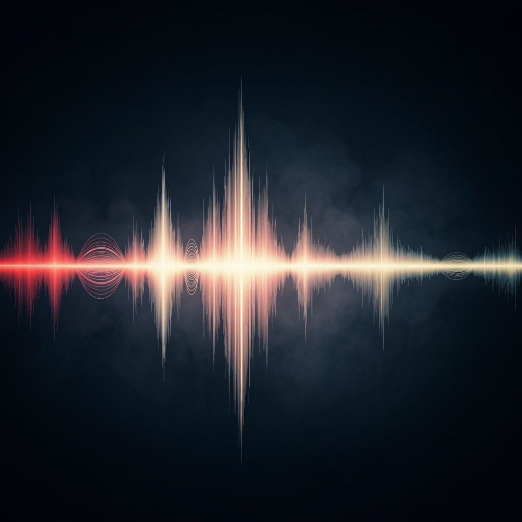 Abstract Sound Waves Collide in Moody Cinematic Scene