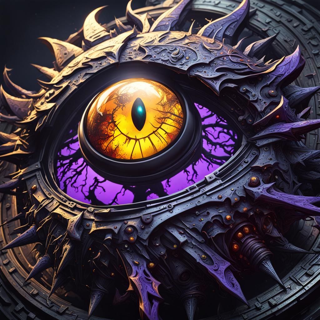 Menacing Dark Beholder with Bloodshot Eye