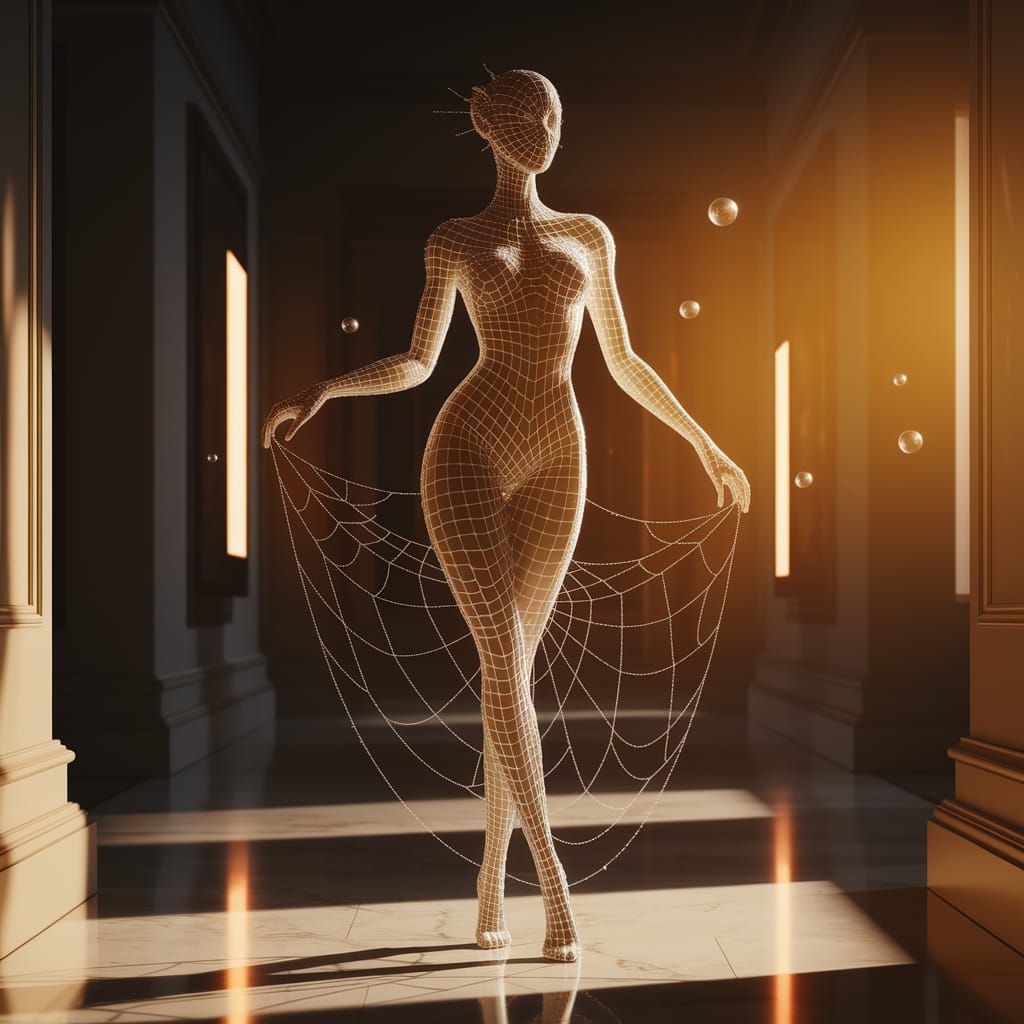 Statue of Woman in Spider Web, Mysterious Museum Gallery