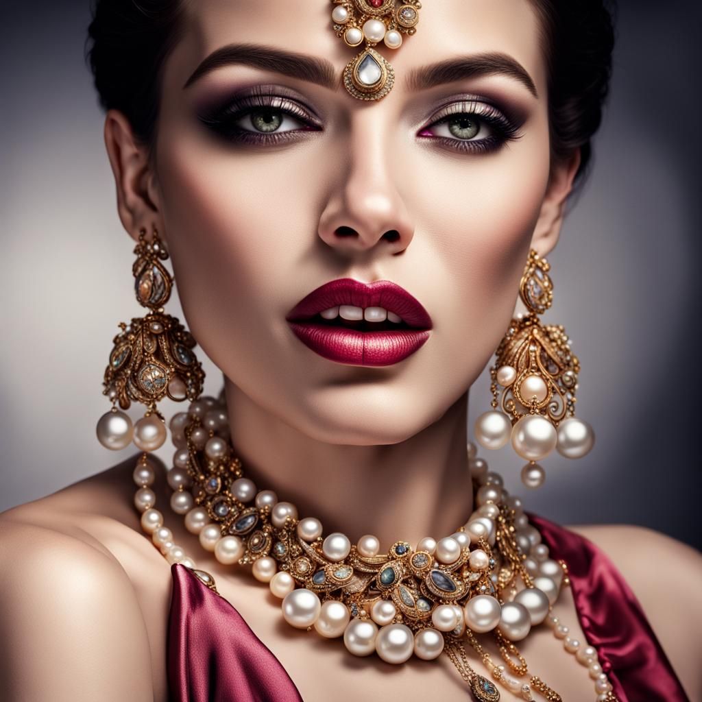 Hyperrealistic Close-up of Jewellery and Makeup
