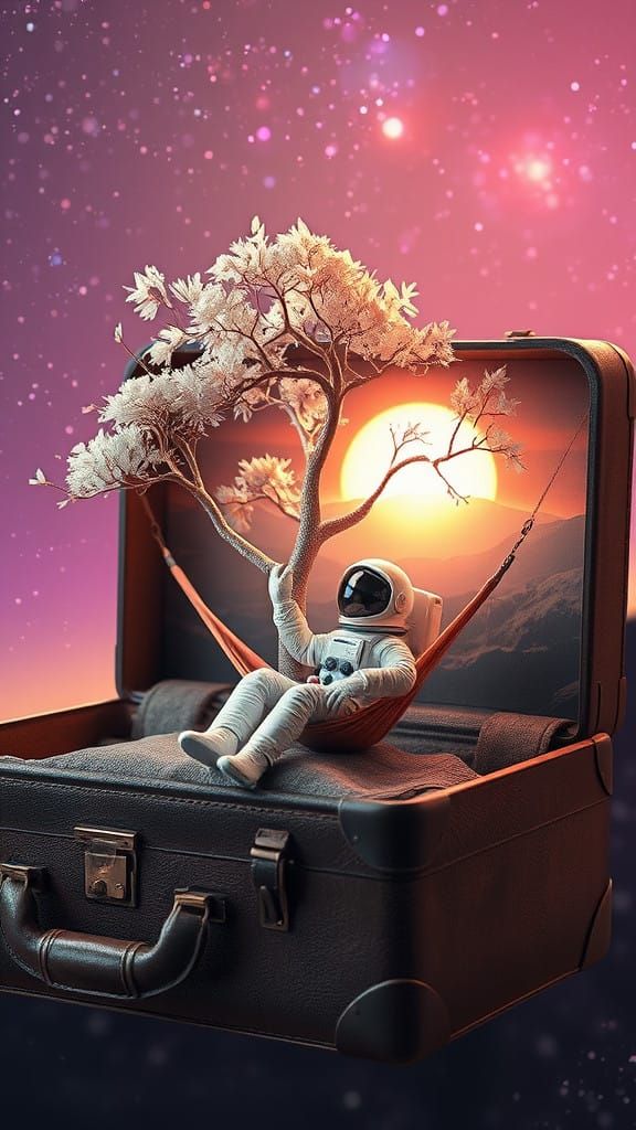 Vintage Suitcase Transformed into Alien Planet Oasis