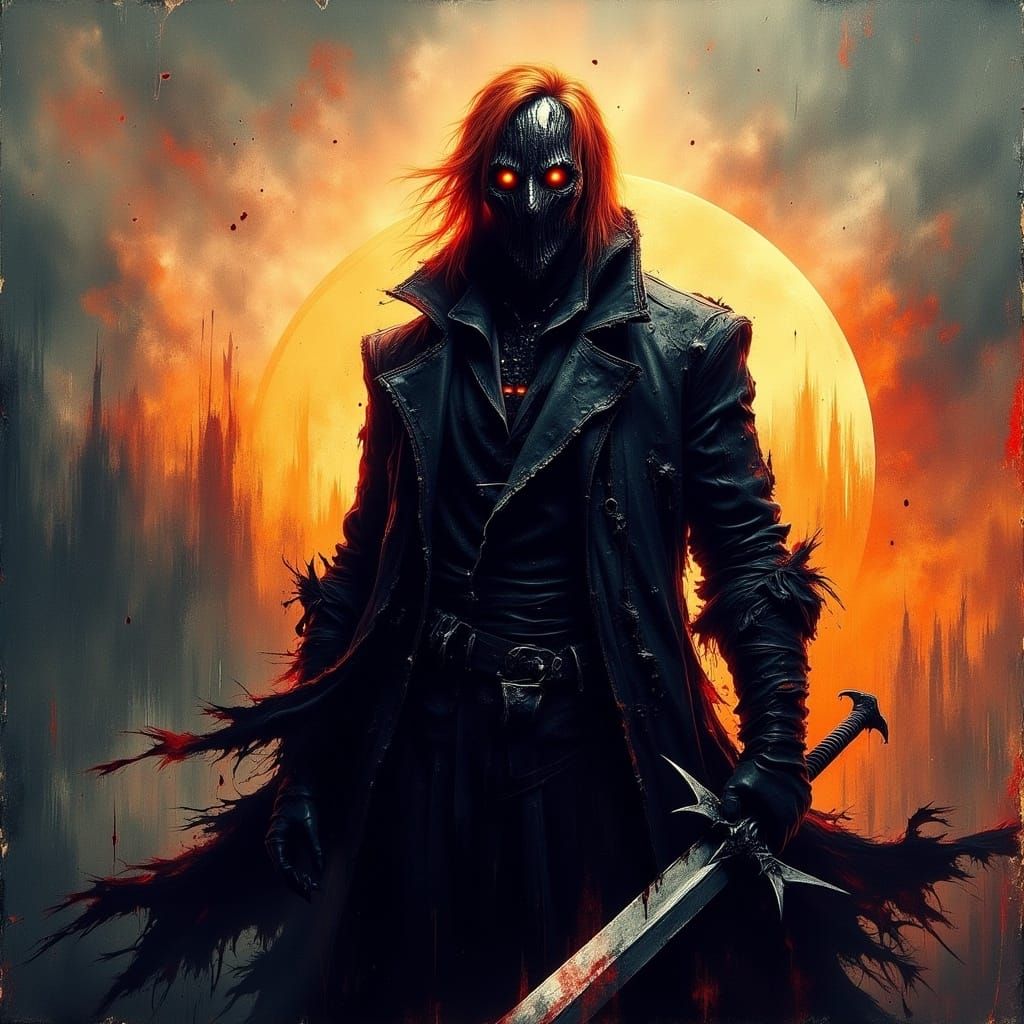 Menacing Antihero with Greatsword in Oil Painting
