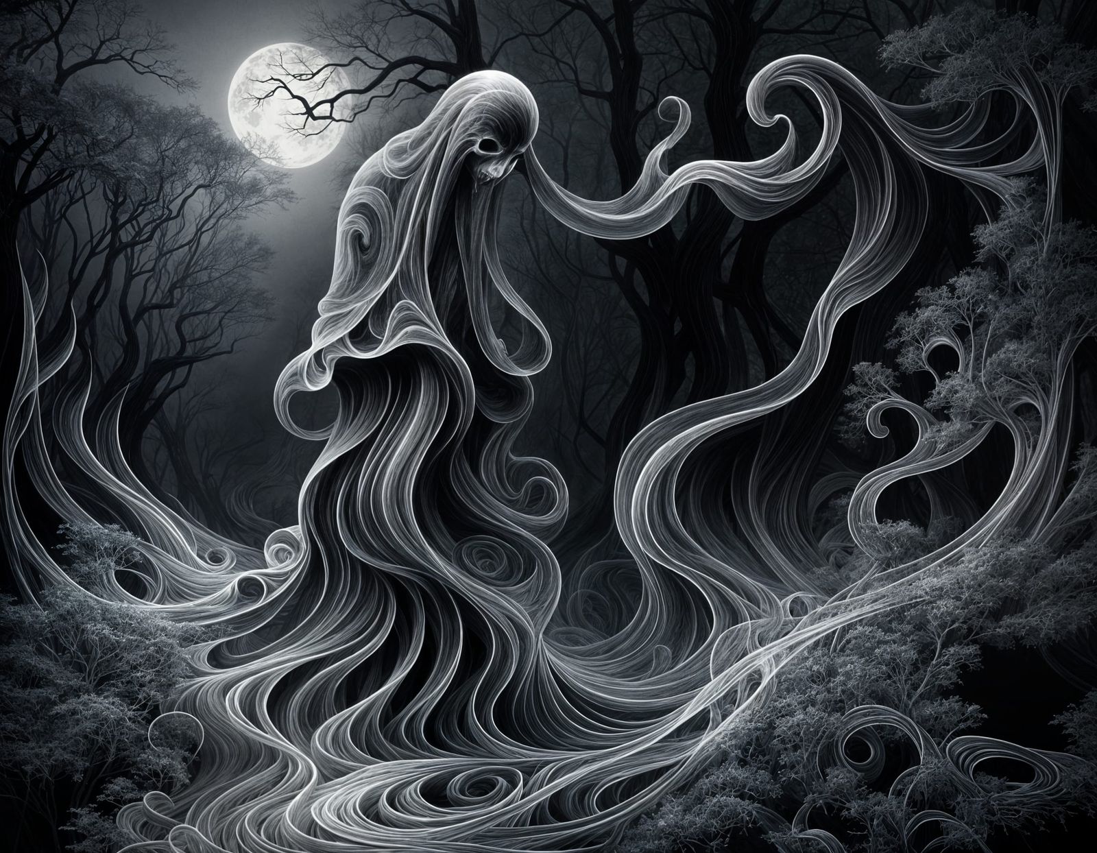 Ethereal Spirit in Eldritch Woodscape