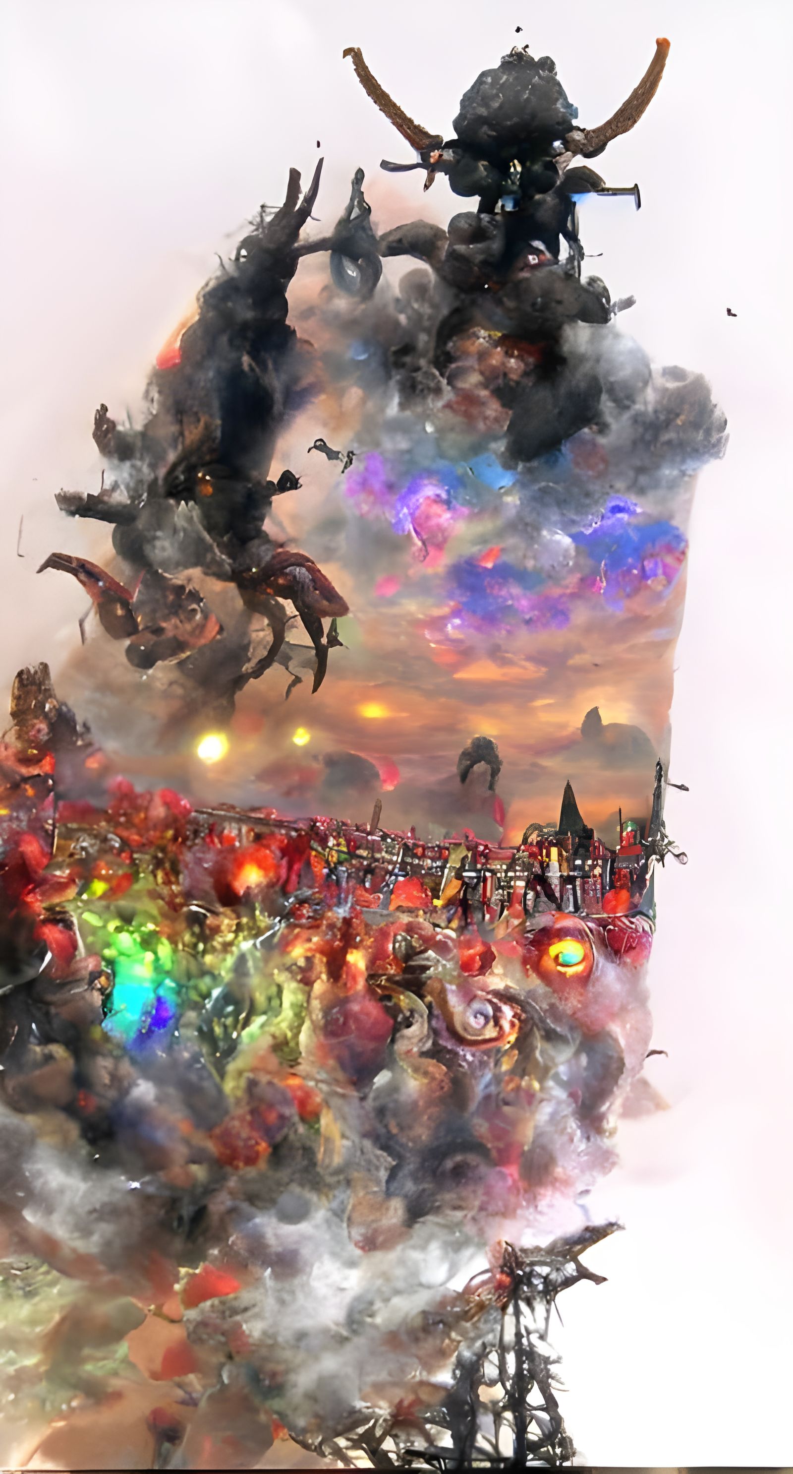 Demonic Sky Formation in Steampunk Action Painting