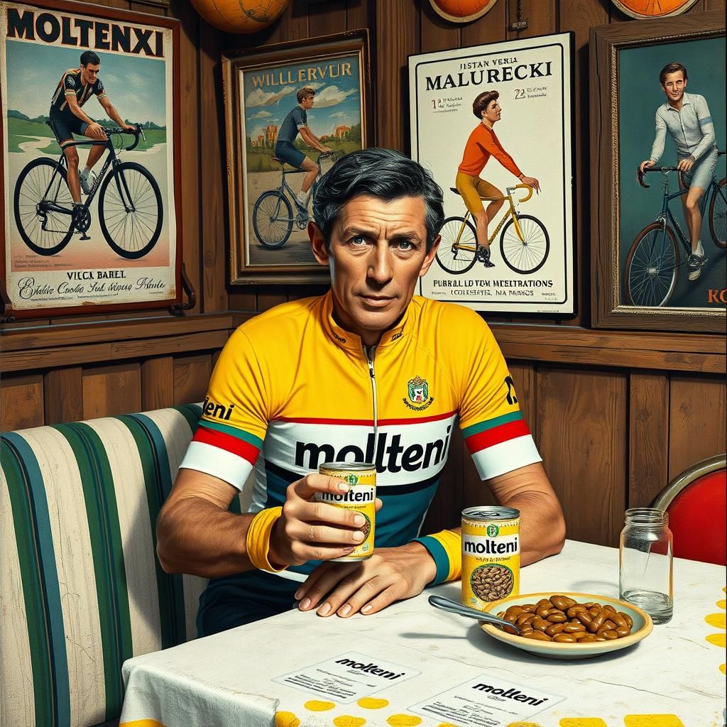 Eddie Merckx Savoring Molteni Beans, Italian Neorealism