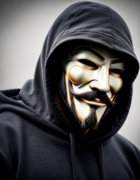 Man in Anonymous Mask, Hyperrealistic Photography