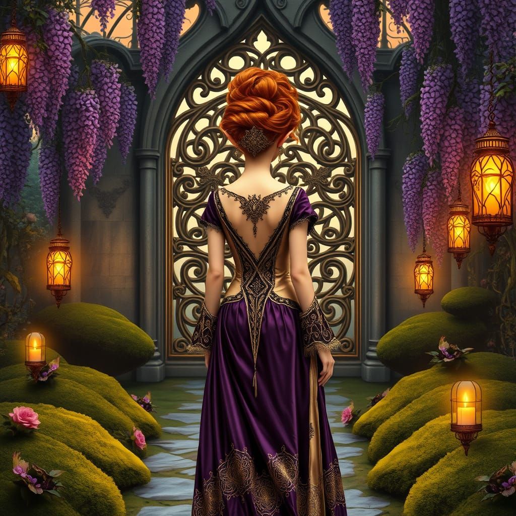 Pre-Raphaelite Elf Queen in Lavish Italian Renaissance-Inspi...