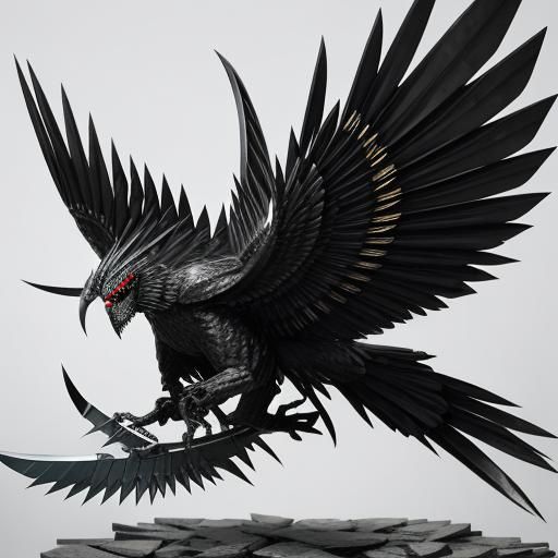 wings made of jagged metal of evil sharpness